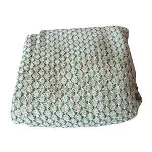 Vintage Stretch Knit Fabric White Green Silver 2yd